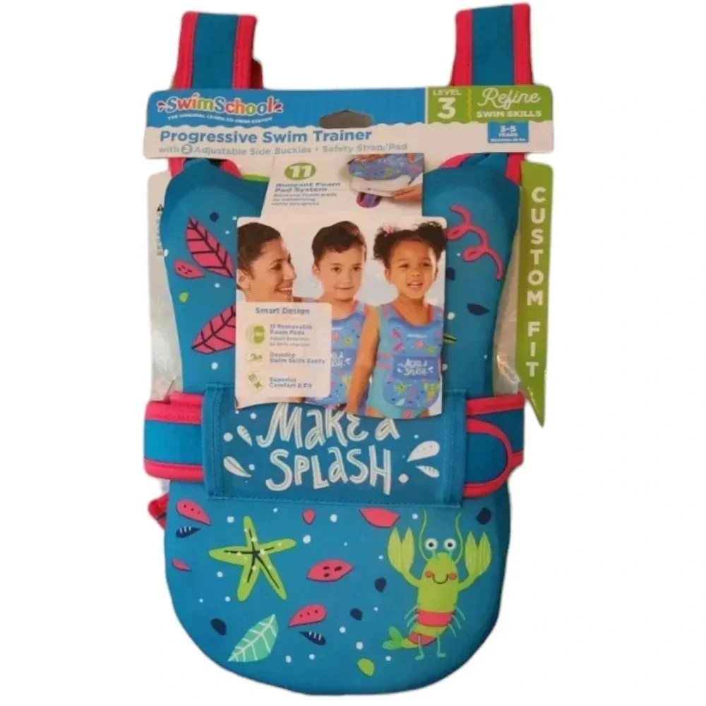 New Swim School Level 3 Progressive Swim Trainer Vest Ages 3-5 adjustable